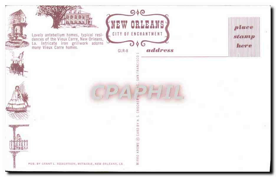 CPA Lovely Antebellum Homes Typical Residences Of The Vieux Carre New Orleans La — Rückseite