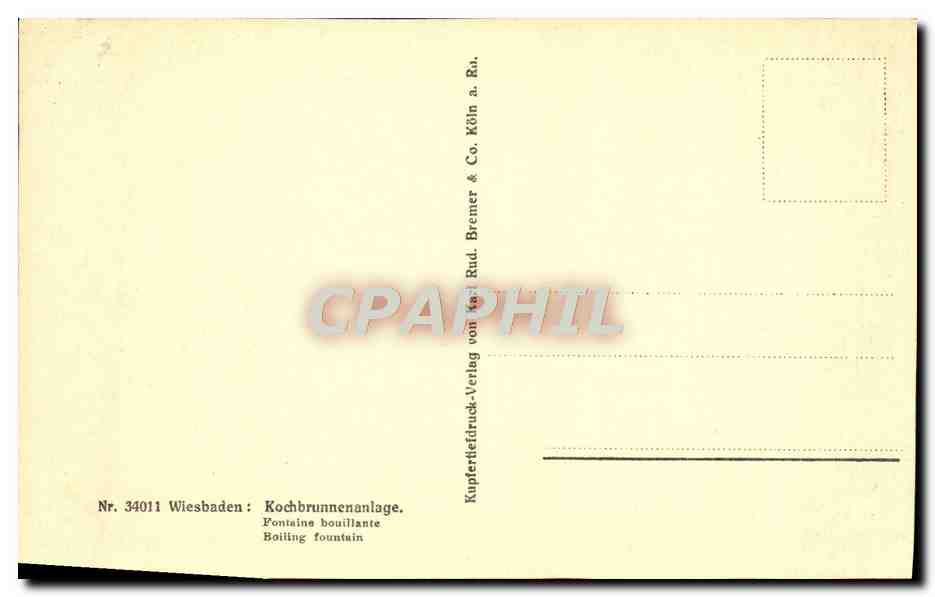 CPA Wiesbaden Kochbrunnenanlage — Rückseite