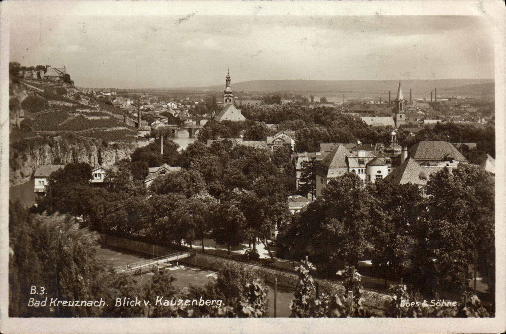 Bad Kreuznach — vue depuis Kauzenberg — éditeur Does & Söhne, n° B.3