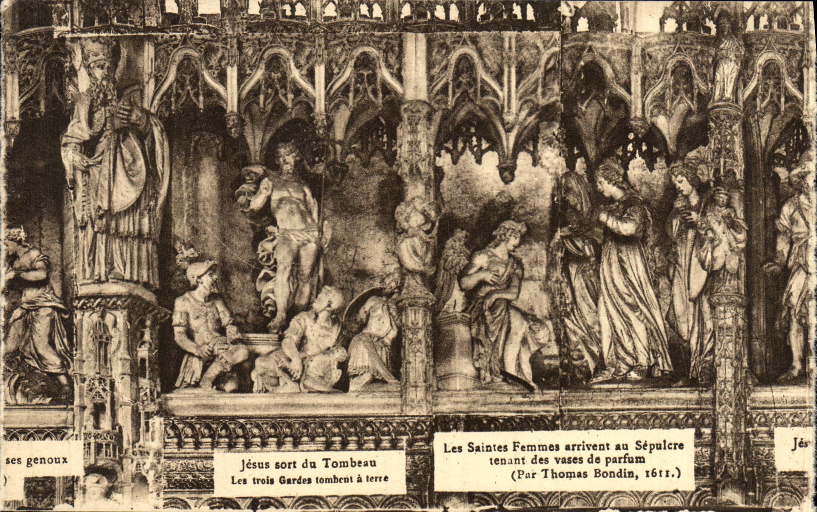 Scène religieuse — Représentation du tombeau de Jésus et des saintes femmes — par Thomas Bondin, 1611 — éditeur CPAPHIL