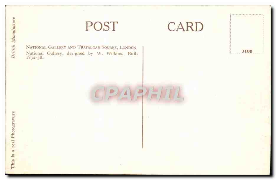 CPA London National Gallery & Trafalgar Square — Verso