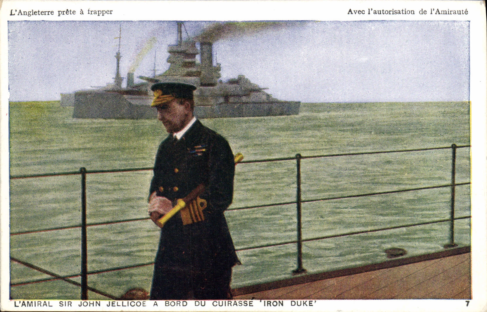 L'Amiral Sir John Jellicoe à bord du cuirassé 'Iron Duke' — L'Angleterre prête à frapper — Photochrom Co., Ltd., Londres