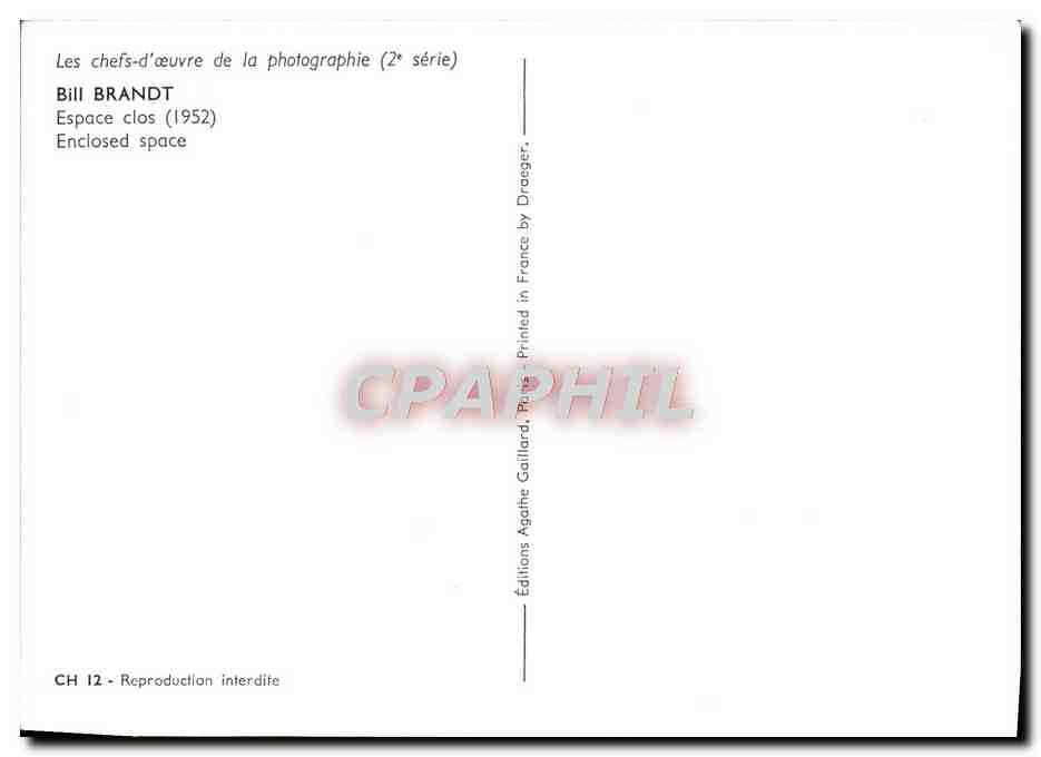 CPM Bill Brandt Espace Clos  — Rückseite