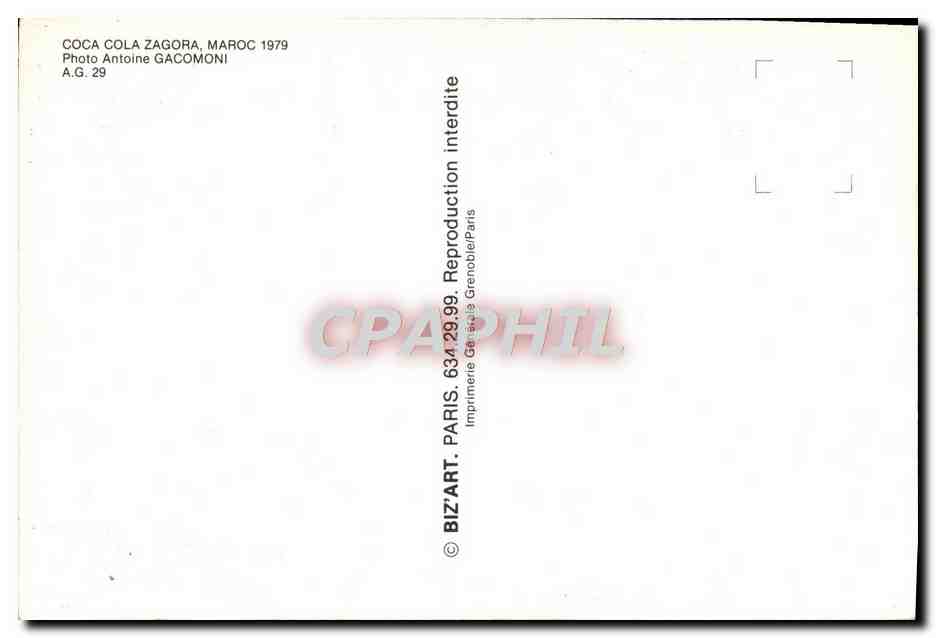 CPM Coca Cola Zagora Maro 1979 Antoine Gacomoni Chameau  — Rückseite