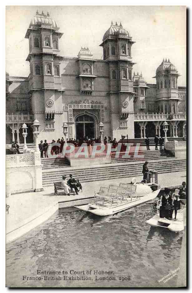 CPA Entrance To Court Of Honour Franco British Exhibition London 1908 Pedalo Bateaux 