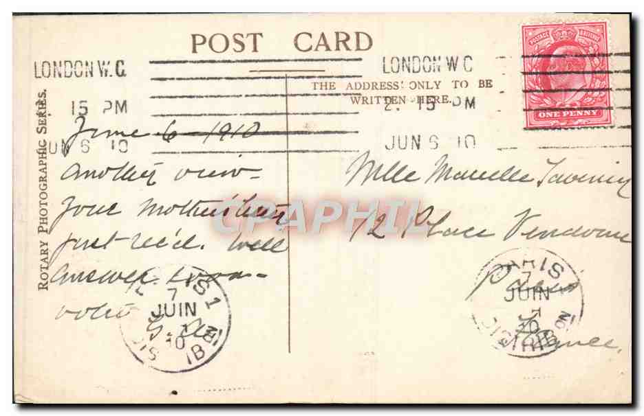 CPA The Funeral Procession Of The Late King Edward VII Coffin on Gun Carriage  — Verso