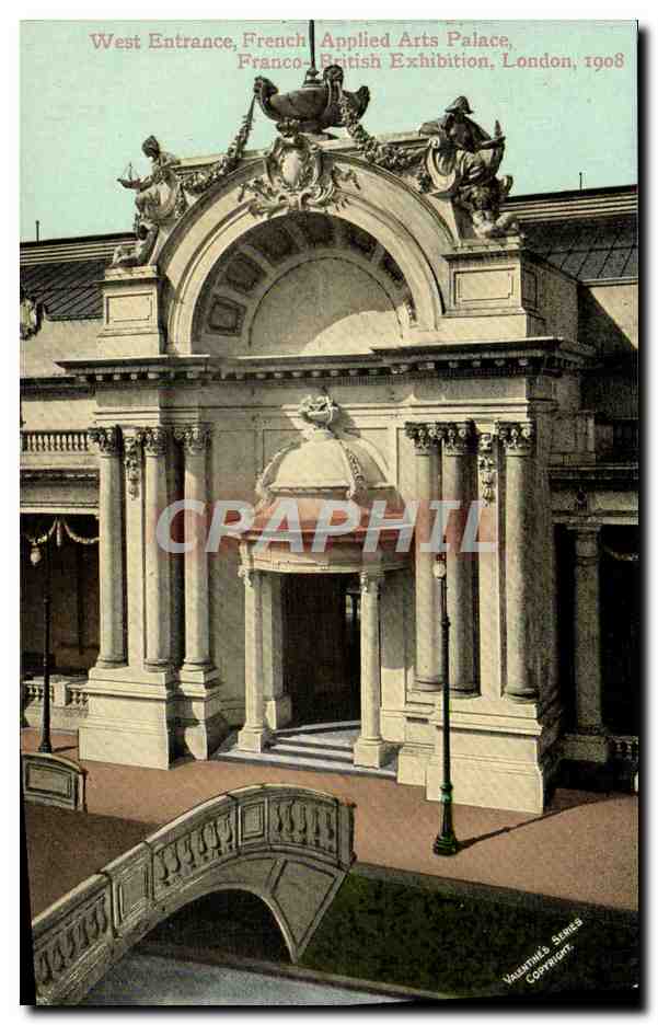 CPA West Entrance French Applied Arts Palace Franco British Exhibition London 1908
