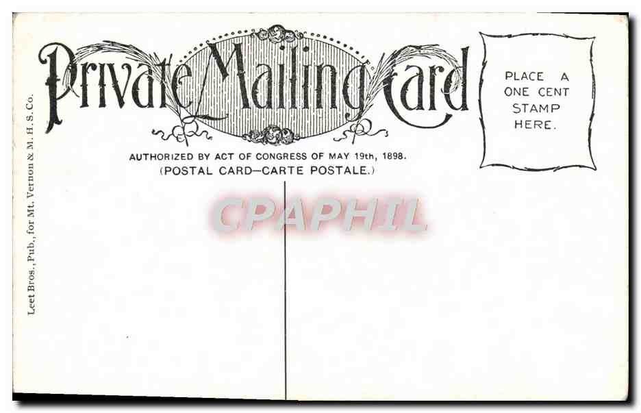 Steamer Charles Macalester — en route pour Mount Vernon — éditeur Lect Bros. & M.H.S. Co. — Rückseite