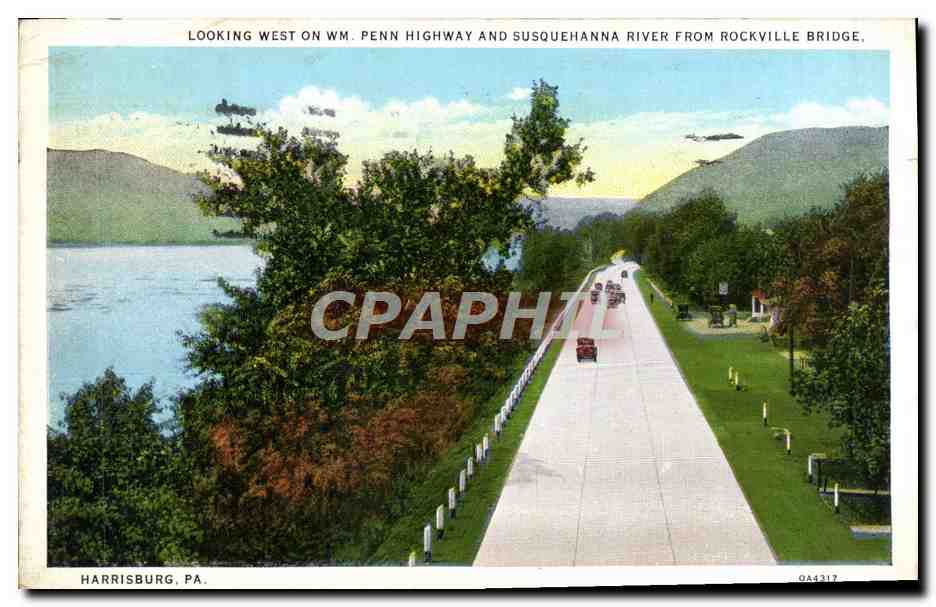 CPA Looking West On WM Penne Highway And Susquehanna River From Rockville Bridge Harrisburg Pa