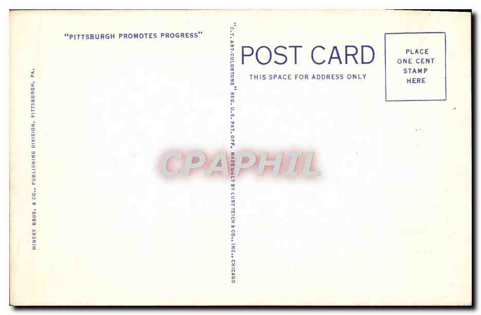CPA Beauty Spot Of Pittsburgh Showing Cathedral Of Learning Masonic Temple and Mellon Insitute Franc Maconnerie Franc m — Back