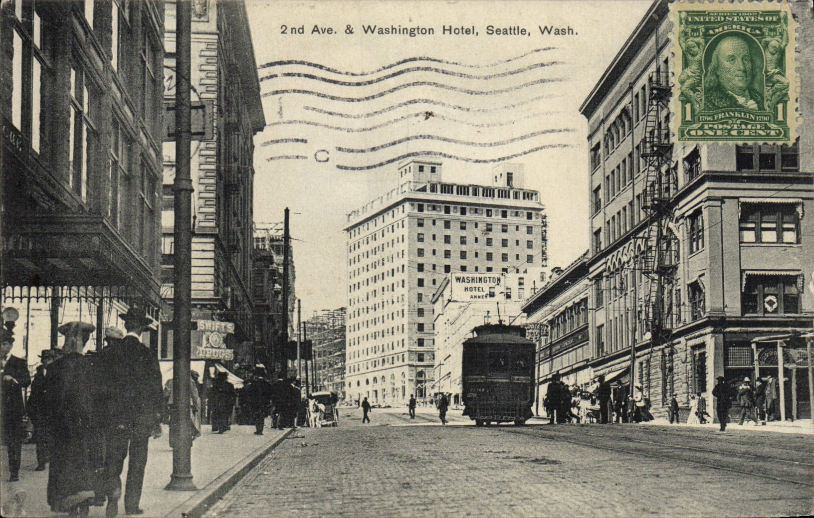 CPA 2nd Ave Washington Hotel Seattle Wash Tramway