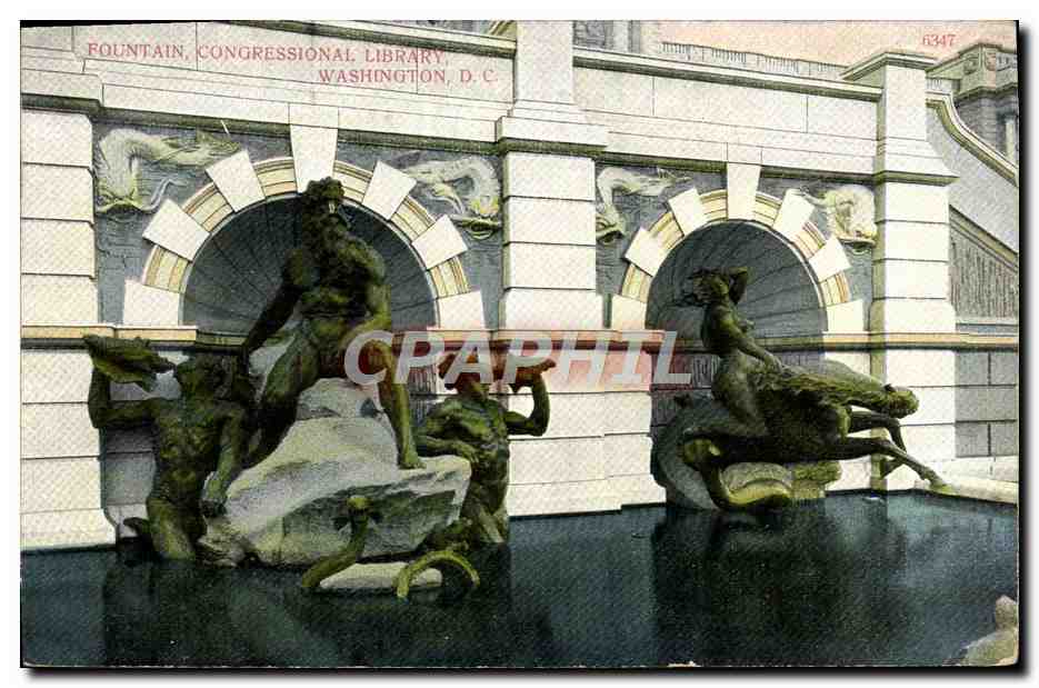 CPA Fountain Congression Library Washington D C Bibliotheque
