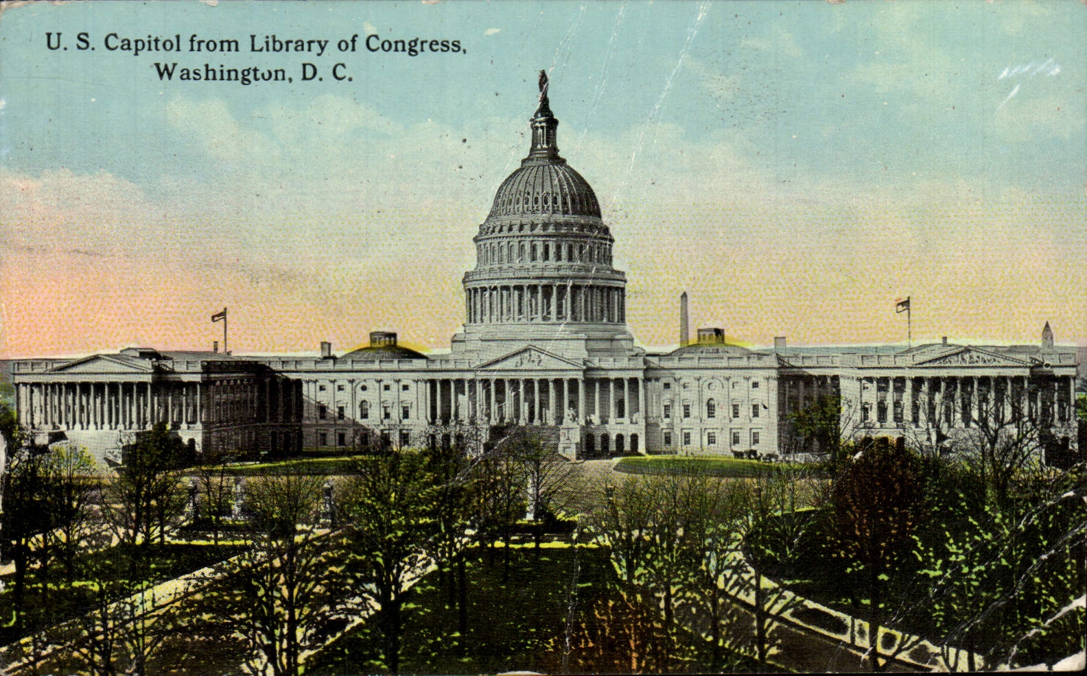 U.S. Capitol — vue depuis la Bibliothèque du Congrès — éditeur non identifié, n° de série non visible
