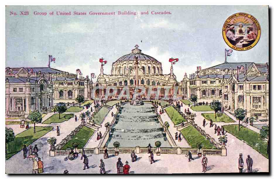 CPA Group Of United States Government Building And Cascades Seattle 1909