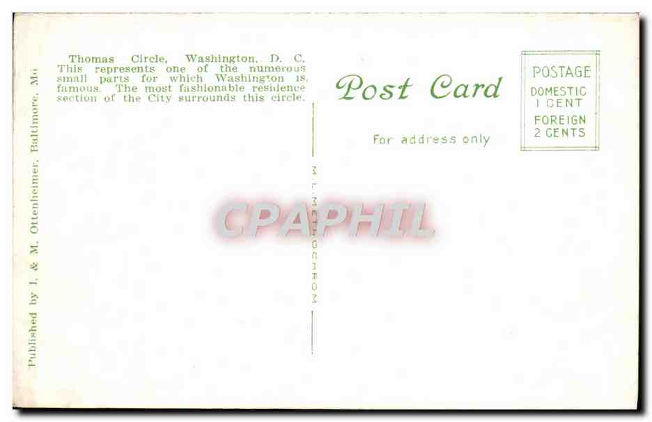 CPA Thomas Circle Washington D C — Rückseite