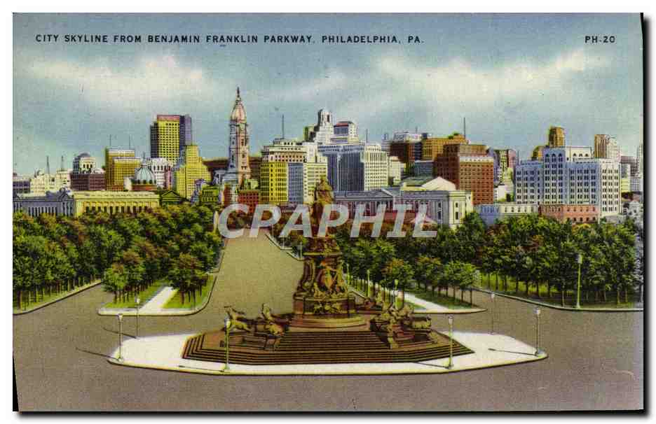 CPA City Skyline From Benjamin Franklin Parkway Philadelphia Pa