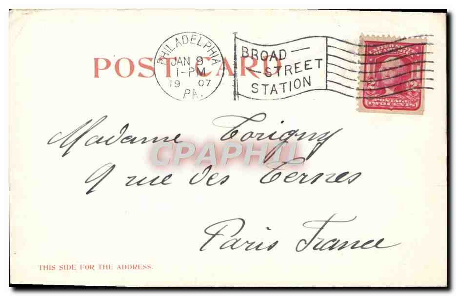 CPA Chestnut Street Philadelphia Pa Tramway — Rückseite