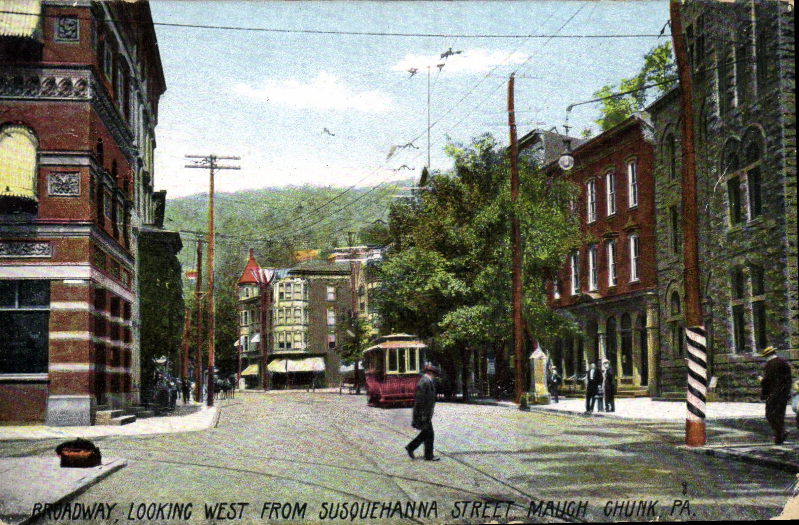 CPA Broadway Looking West From Susquehanna Street Maugh Chunk Pa