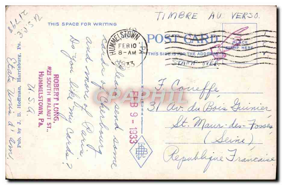 CPA Walnut St Showing Penn Harris Hotel Columbis Hotel And Post Office Harrisburg Pa — Back
