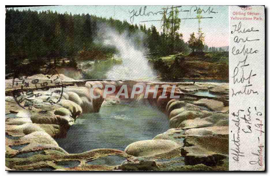 CPA Crater Obblongg Geyser Yellowstone Park