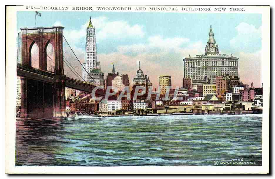 CPA Brooklyn Bridge Woolworth And Municipal Buildings New York