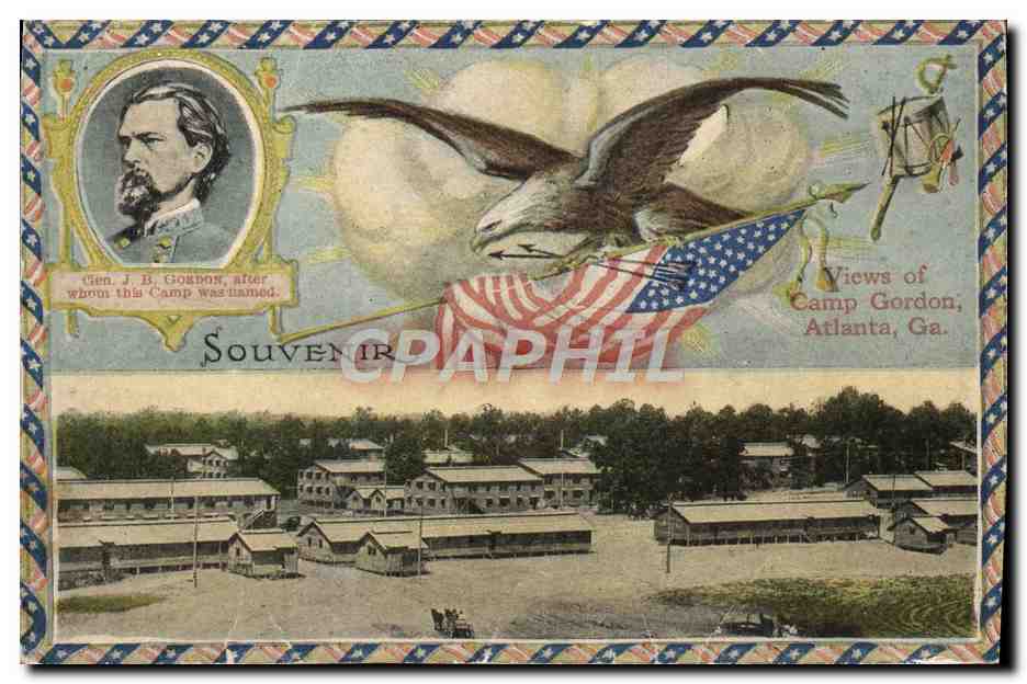 Carte Recto Verso Auditorium Building Camp Gordon Atlanta Ga Aigle Eagle  — Back