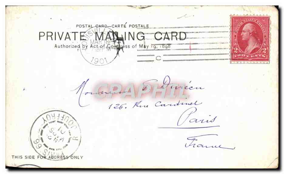 CPA Souvenir Rocky Mountains Cowboys Racing On The Plains — Verso