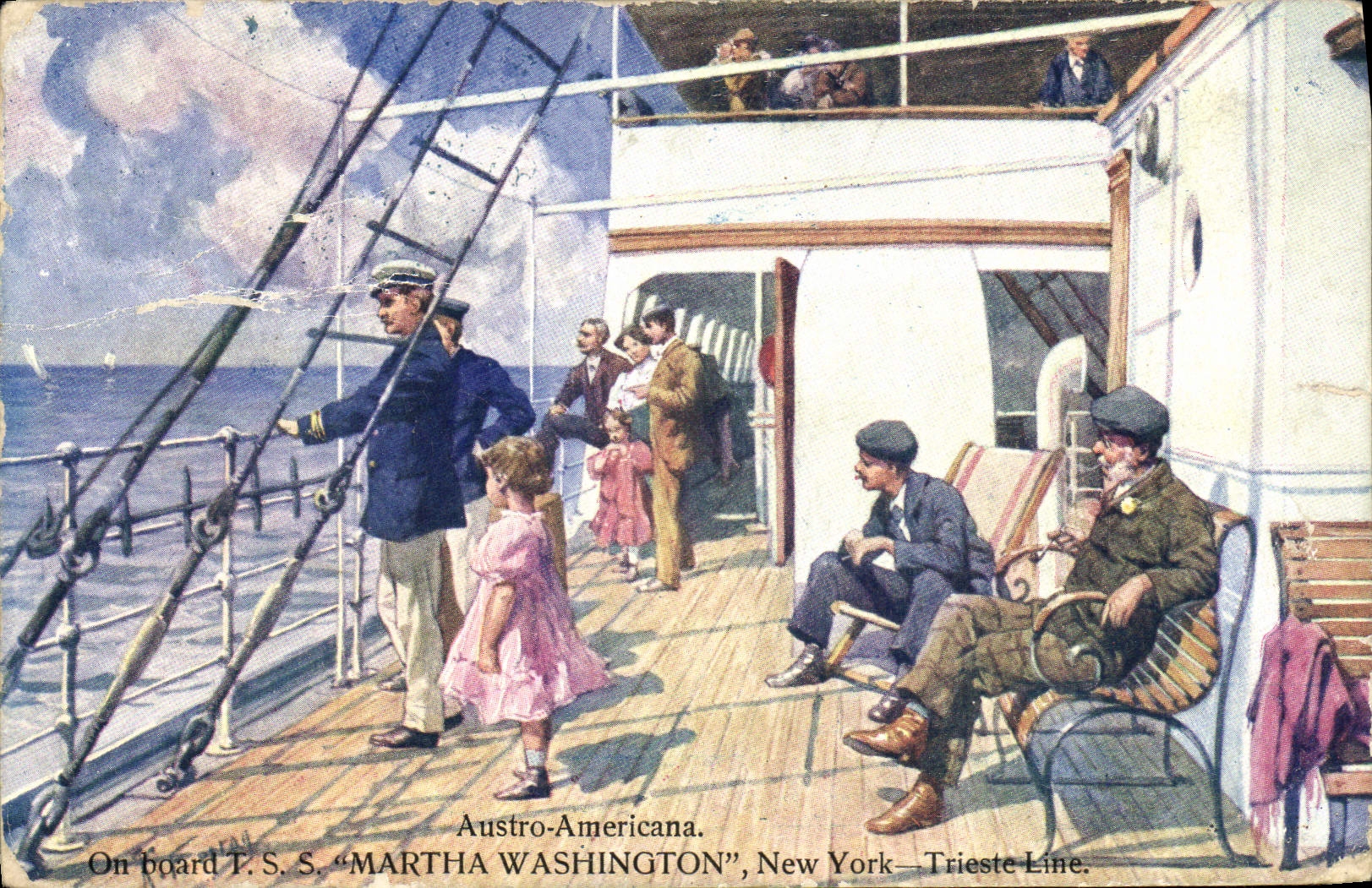 Vue de bord du T.S.S. "Martha Washington" — Austro-Americana, New York-Trieste Line