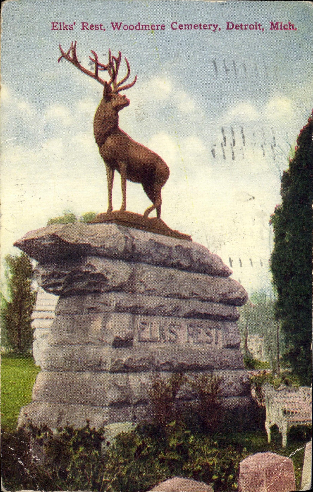 CPA Elks Rest Woodmere Cemetery Detroit Mich Cerf