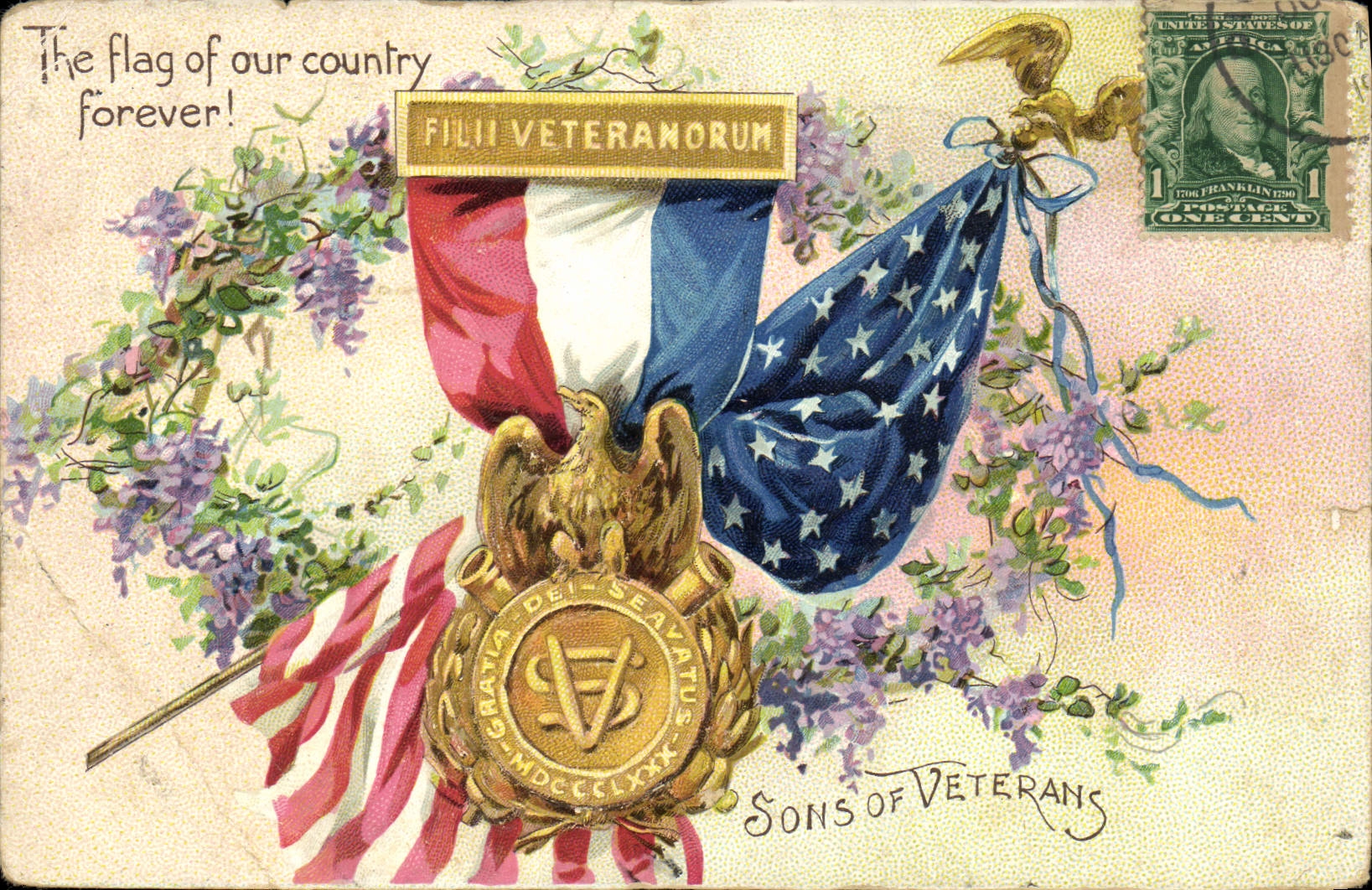CPA The Flag of Our Country Forever Sons Of Veterans Aigle Eagle Militaria