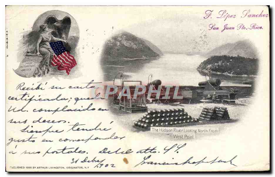 CPA The Hudson River Looking North From West Point Aigle Eagle Militaria