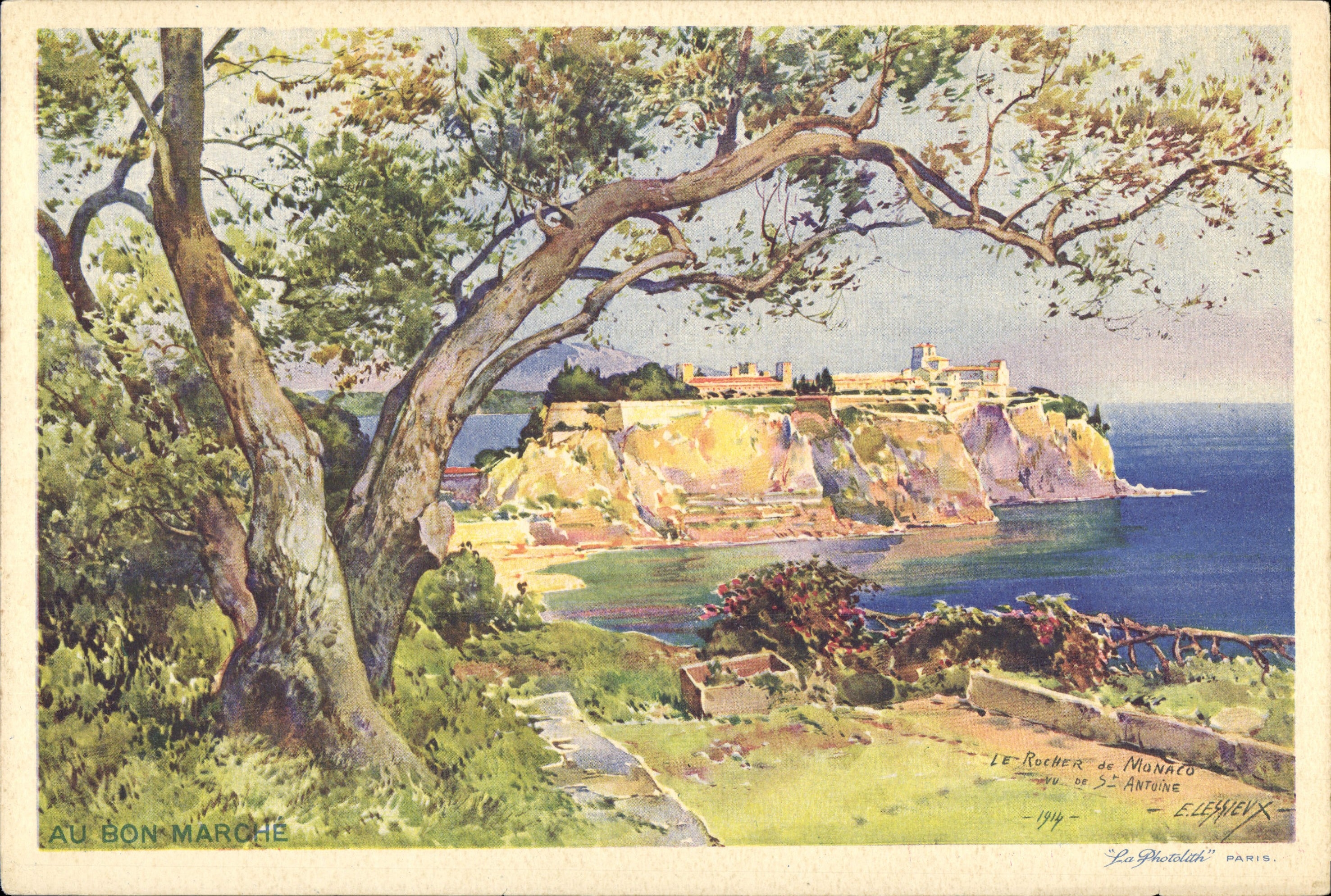 CPA Grand Format Le rocher de Monaco vu de St Antoine 25 * 17 cm