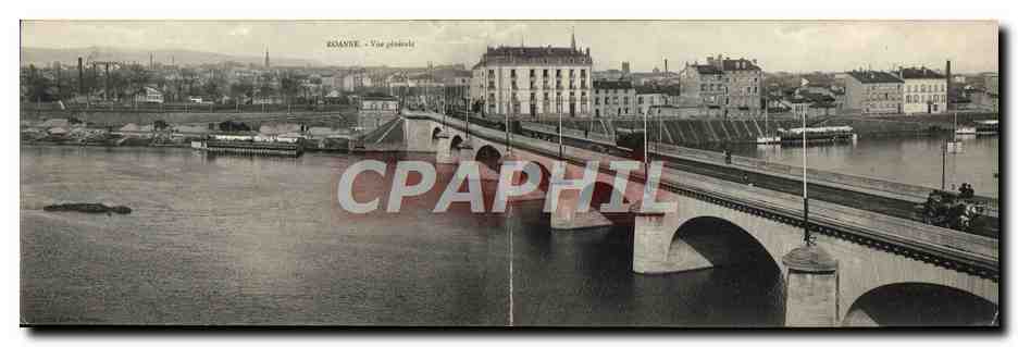 Tarjeta postal antigua Grand Format Rounne Vista General 29 * 9 cm