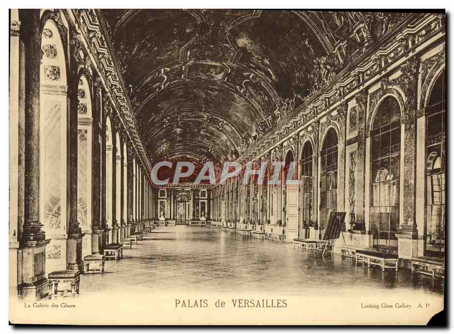 Antike Ansichtskarte Grand Format Versailles Palast Galerie der Spiegel 28 * 21 cm