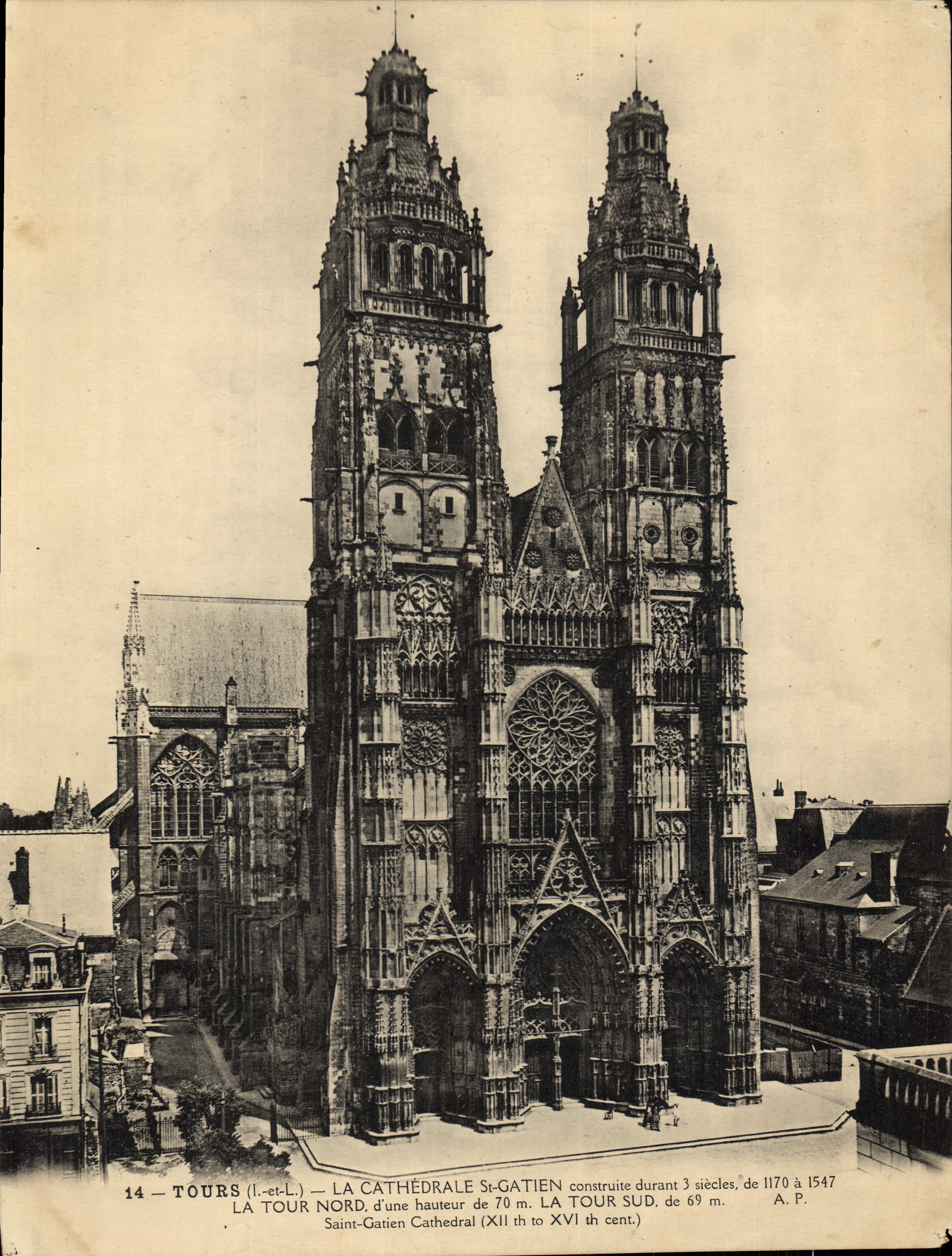 CPA Grand Format Tours La Cathedrale St Gatien 21 * 28 cm