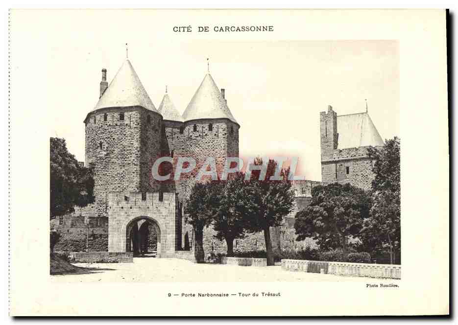 CPA Grand Format Cite De Carcassonne Porte Narbonnaise Tour du Tresaut 28 * 23 cm