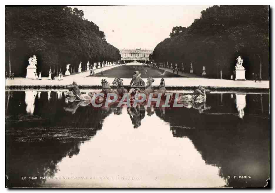 CPA Grand Format Le char embourbé Perspective du chateau Versailles 17 * 11.5cm