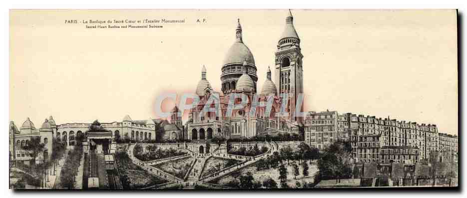 Parijs - De Basiliek van het Heilig Hart en het Monument Evénail - A.P.