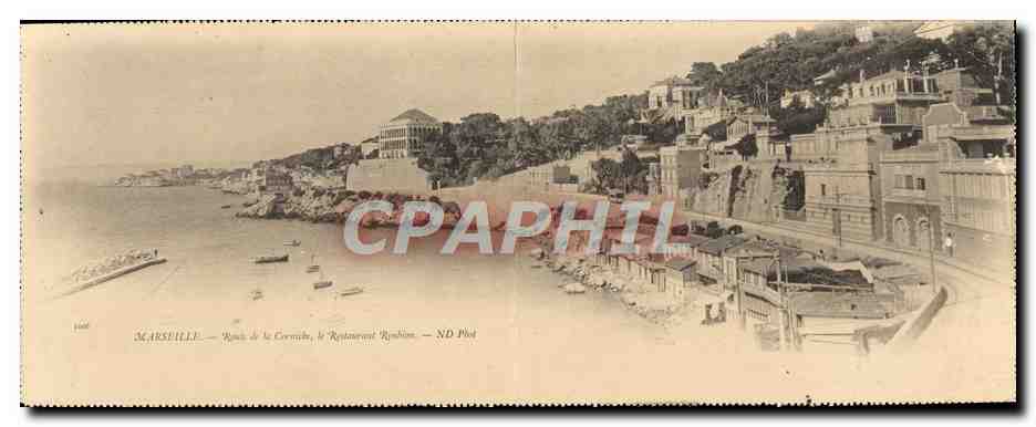 CPA Grand Format Marseille Route de la Corniche Le restaurant Roubion 28.5 * 11 cm