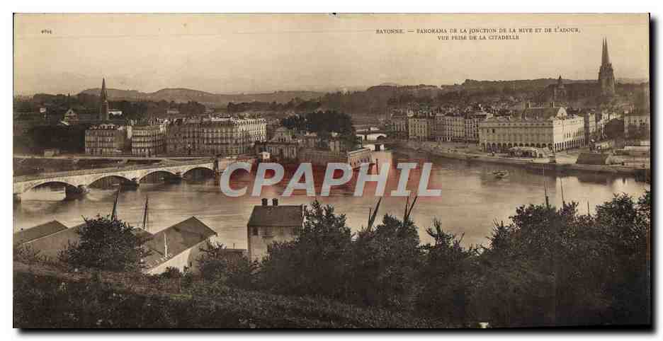 CPA Grand Format Bayonne Panorama de la jonction de la Nive et de l'Adour Vue prise de la citadelle 27.5 * 14 cm