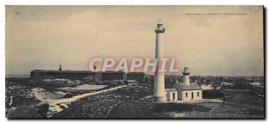 CPA Grand Format Berck Plage Le phare et l'hopital maritime 28 * 14 cm