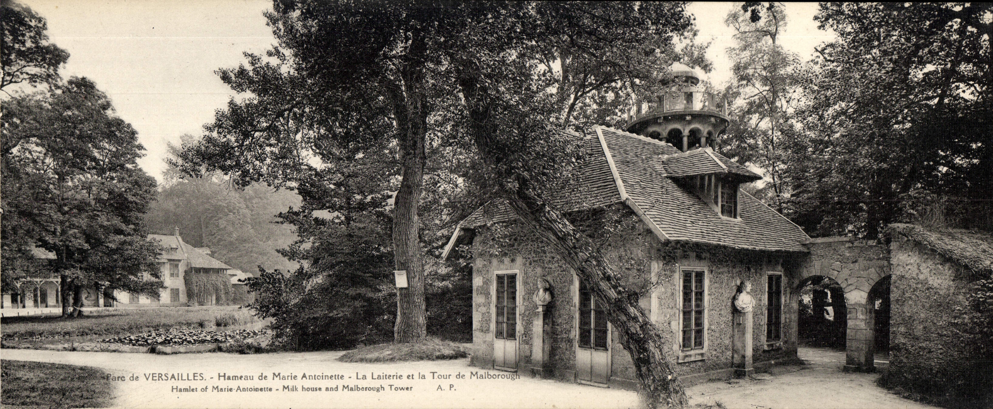 Hameau de Marie-Antoinette — Die Käserei und die Turm von Malborough — A.P.