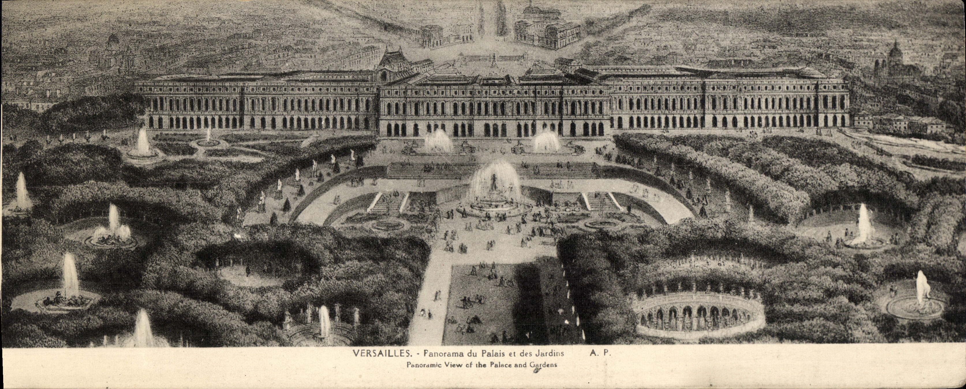 Versailles — Panorama du Palais et des Jardins — A. P.