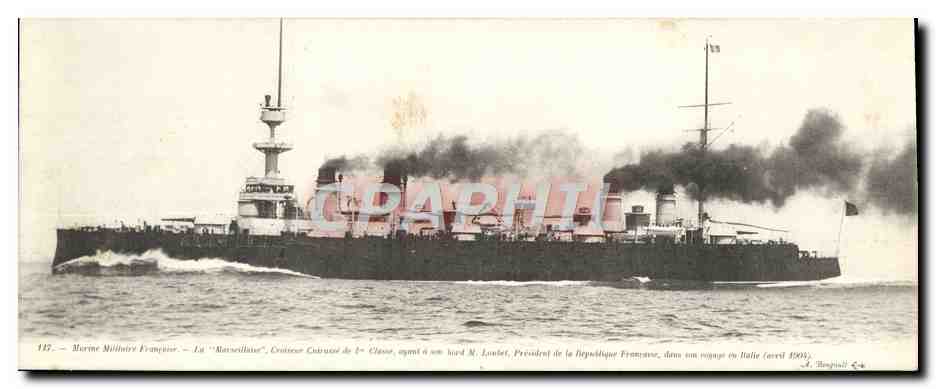 Crociera Cannone 'Marseille' — Marina Militare Francese — in viaggio in Italia (aprile 1903)