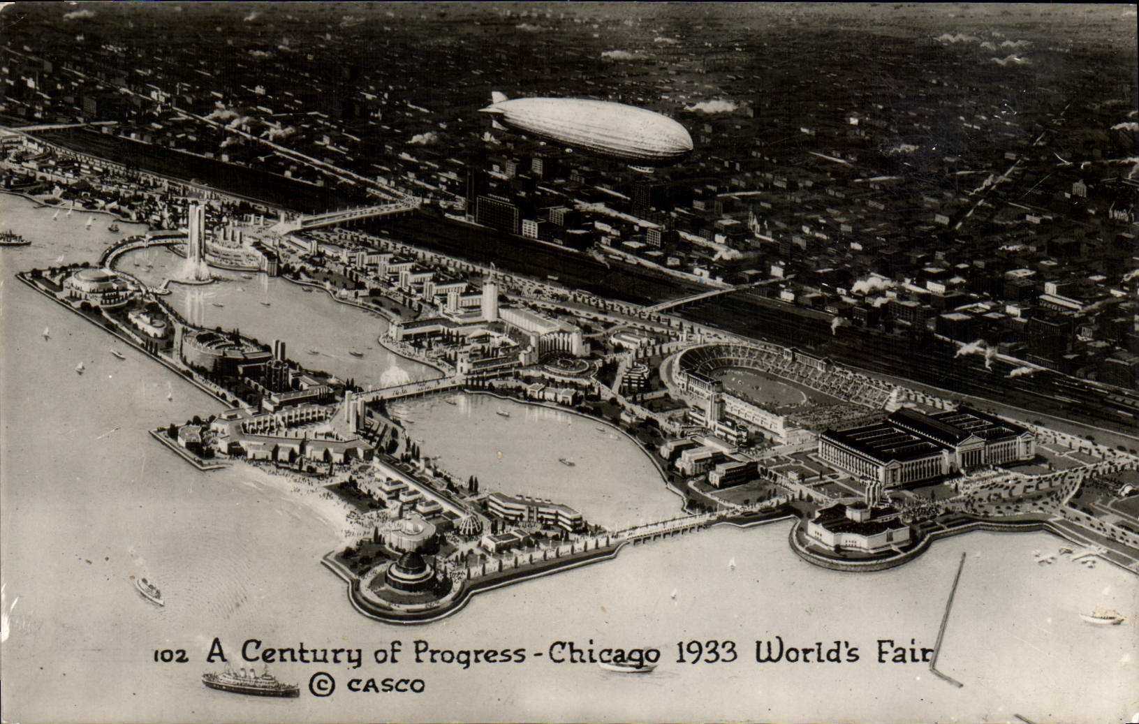 CPA A Century Of Progress Chicago World's Fair Zeppelin Dirigeable 