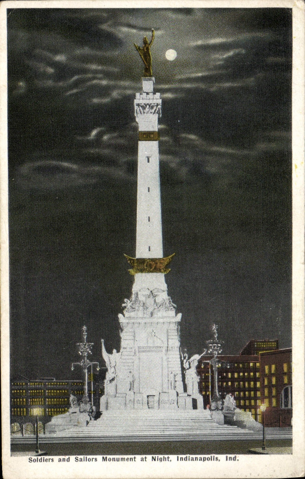 CPA Soldiers And Sailors Monument At Night Indianapolis Ind