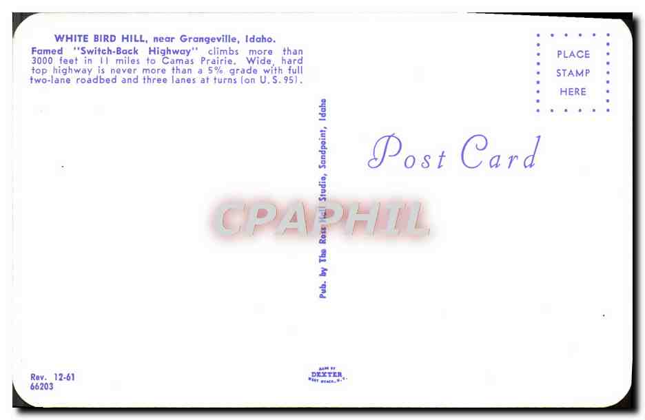 CPM White Bird Hill Near Grangeville Idaho Famed Switch Back Highway — Back