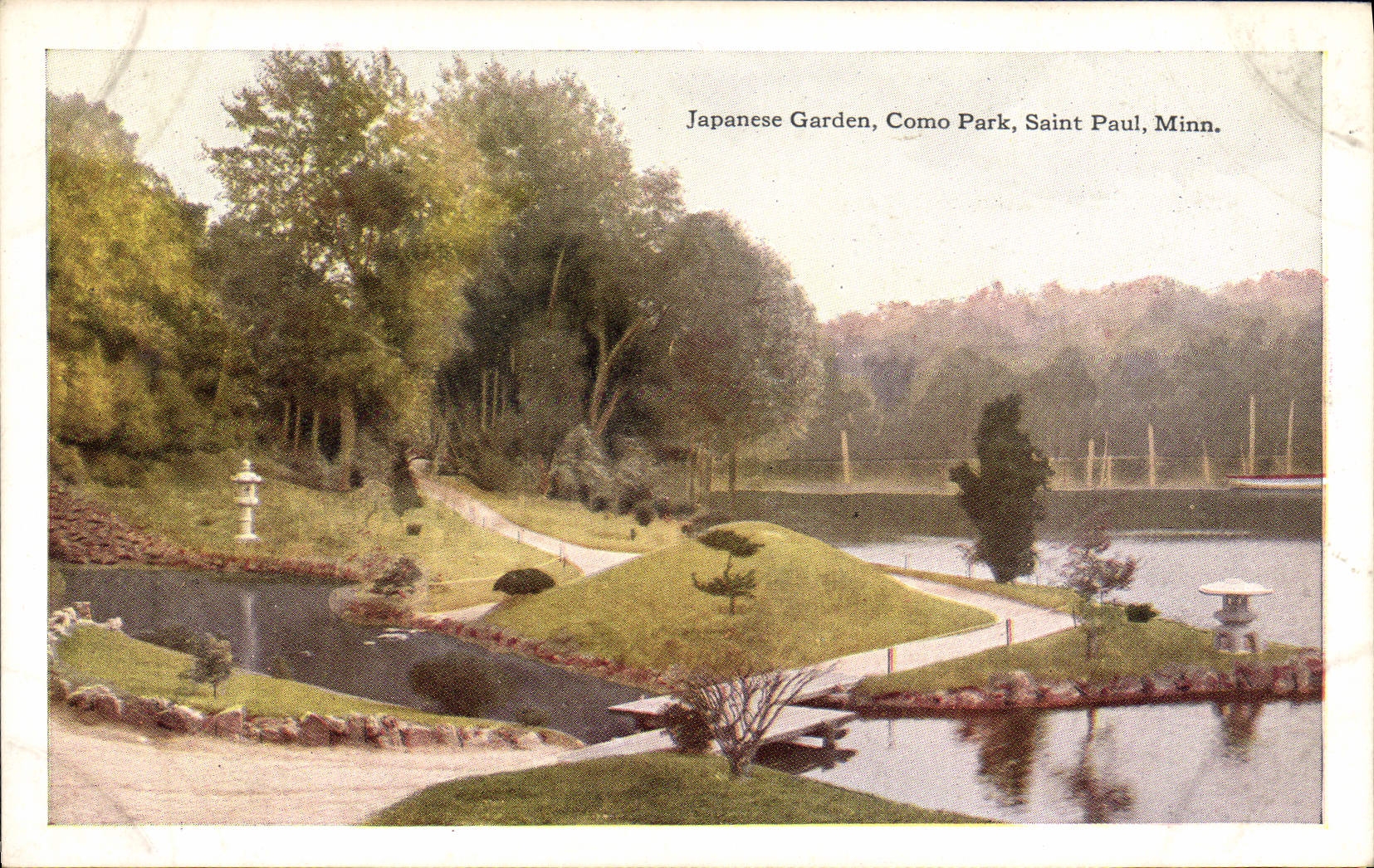 CPA Japanese Garden Como Park Saint Paul Minn