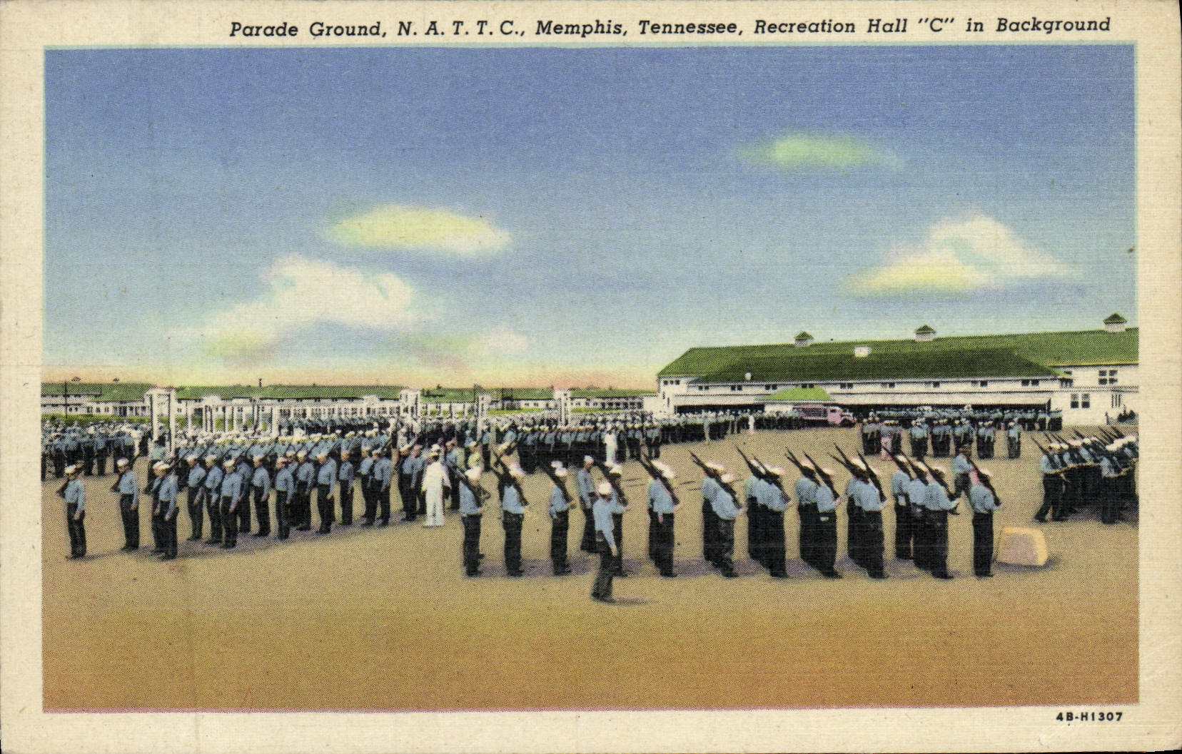 CPA Parade Ground N A T T C Memphis Tennessee Recreation Hall C In Background Militaria 
