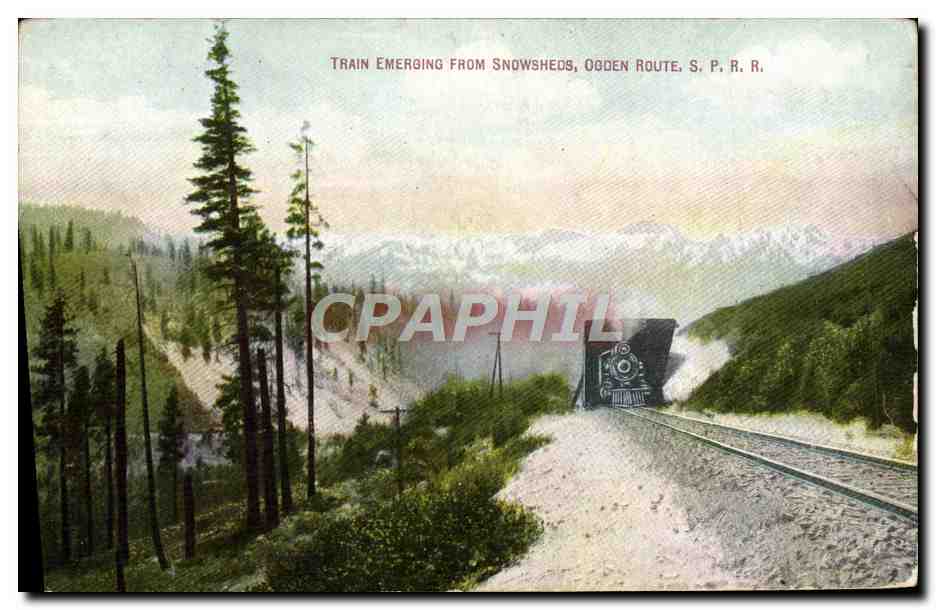 CPA Train Emerging From Snowsheds Ooden Route S P R R